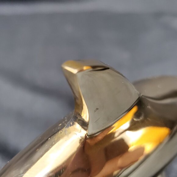 VTG Solid Brass Dolphin Figurine Coastal Nautical Decor Polished Brass Ocean Ani - Picture 14 of 16